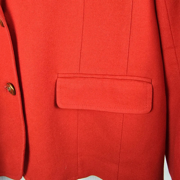 Pendleton Vintage 100% Virgin Wool Red Blazer Gold Buttons Office Classic Size14 - Picture 5 of 10
